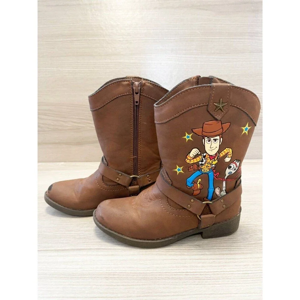 Disney Pixar Toy Story Woody & Forky Kids Cowboy Boots Brown Size 11 Western Zip